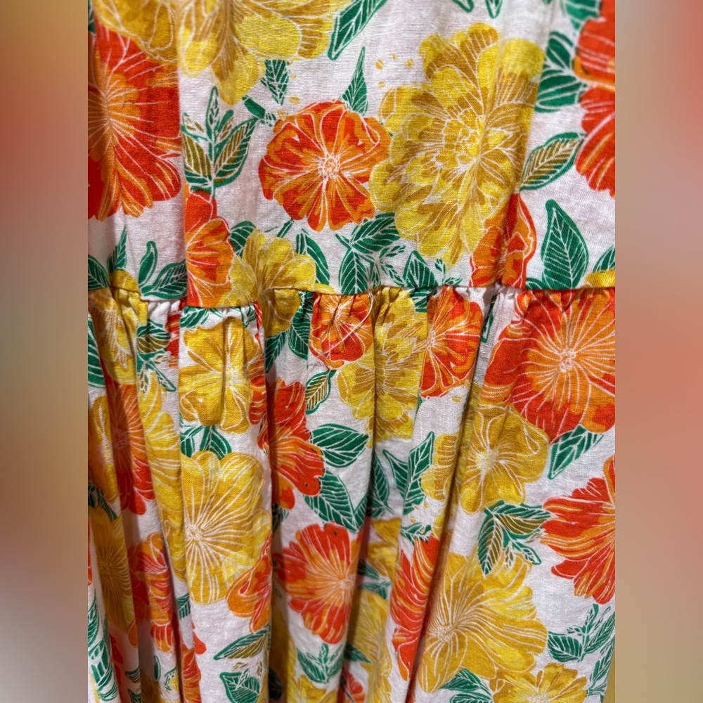 Zara Orange Floral Ruffled Linen Blend Sundress 11-12Y - Picture 13 of 13